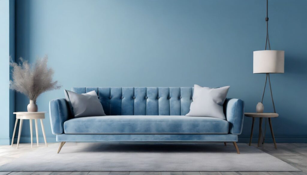 Blaues Sofa im Wohnzimmer